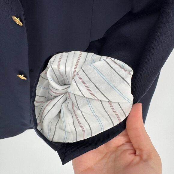 Ralph Lauren LRL Gold Button Wool Blazer Mens 44L Navy Sport Coat Jacket Classic - Picture 9 of 11